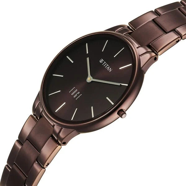 Titan Edge Brown Dial Stainless Steel Strap Analog Watch for Women
