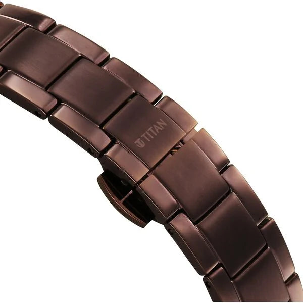 Titan Edge Brown Dial Stainless Steel Strap Analog Watch for Women
