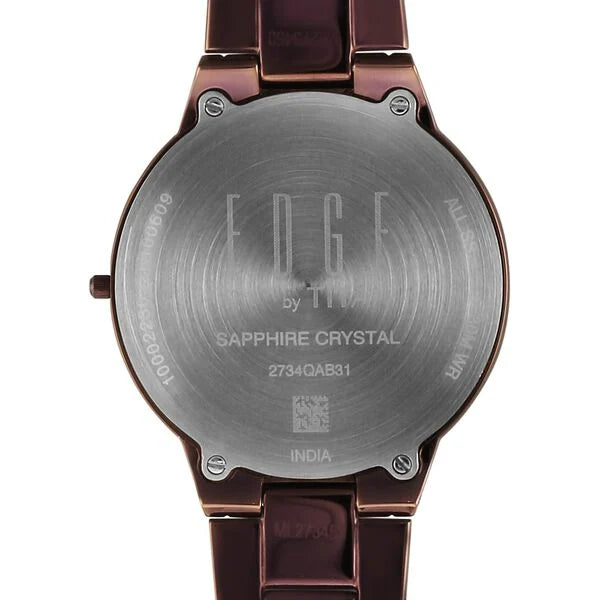 Titan Edge Brown Dial Stainless Steel Strap Analog Watch for Women