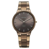 Titan Edge Brown Dial Stainless Steel Strap Analog Watch for Women