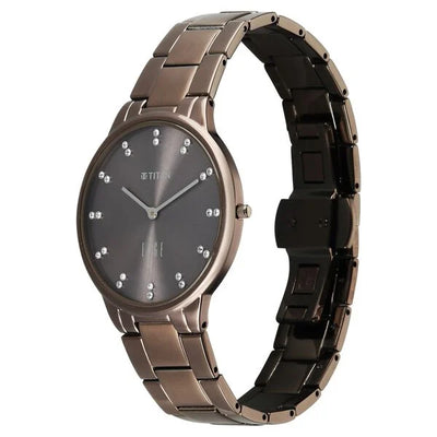 Titan Edge Brown Dial Stainless Steel Strap Analog Watch for Women