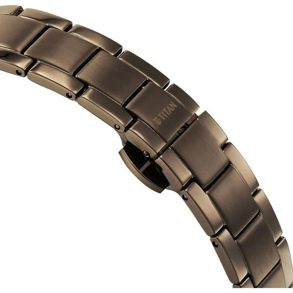 Titan Edge Brown Dial Stainless Steel Strap Analog Watch for Women