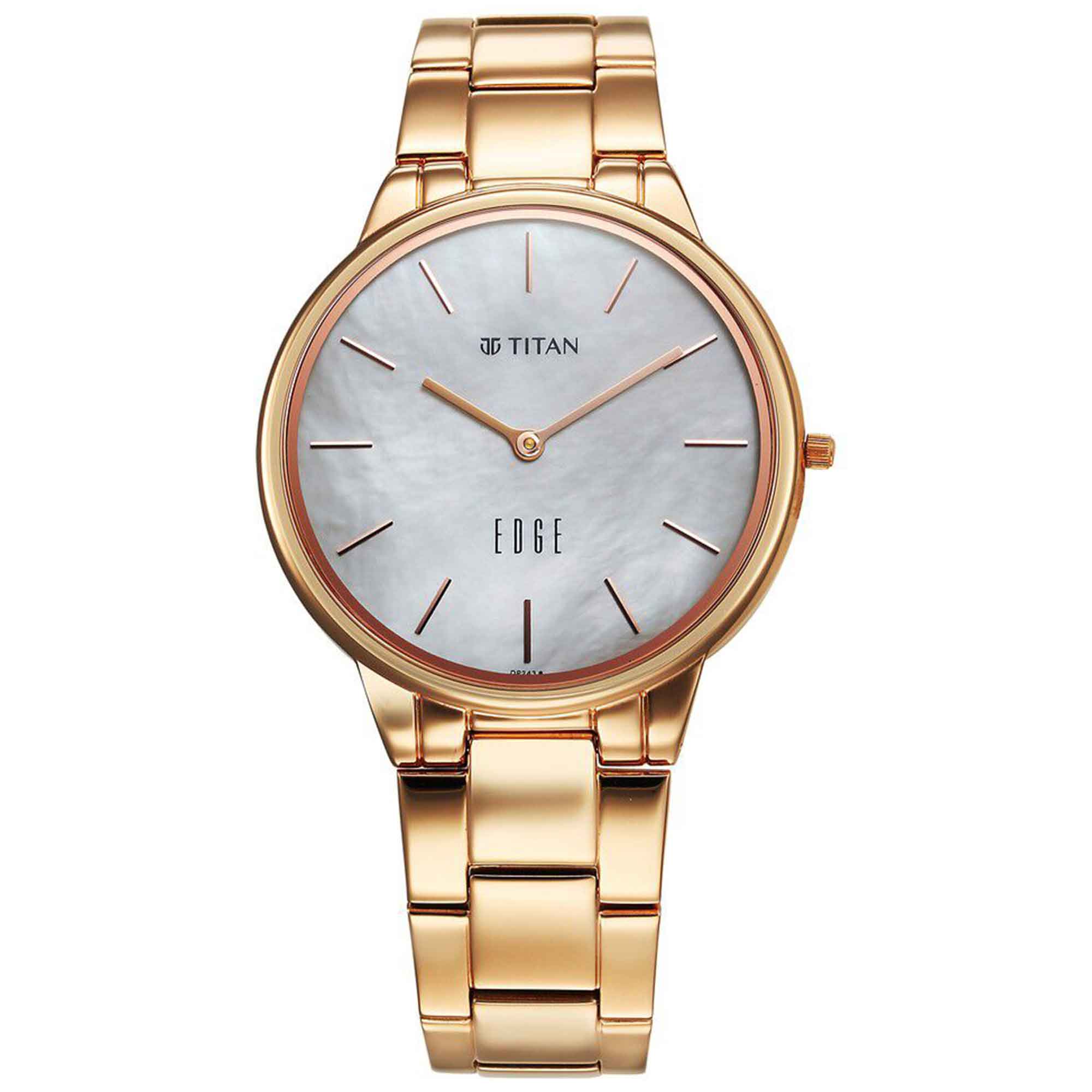 Titan Edge Mother Of Pearl Dial Rose Gold Stainless Steel Strap Analog Watch for Women