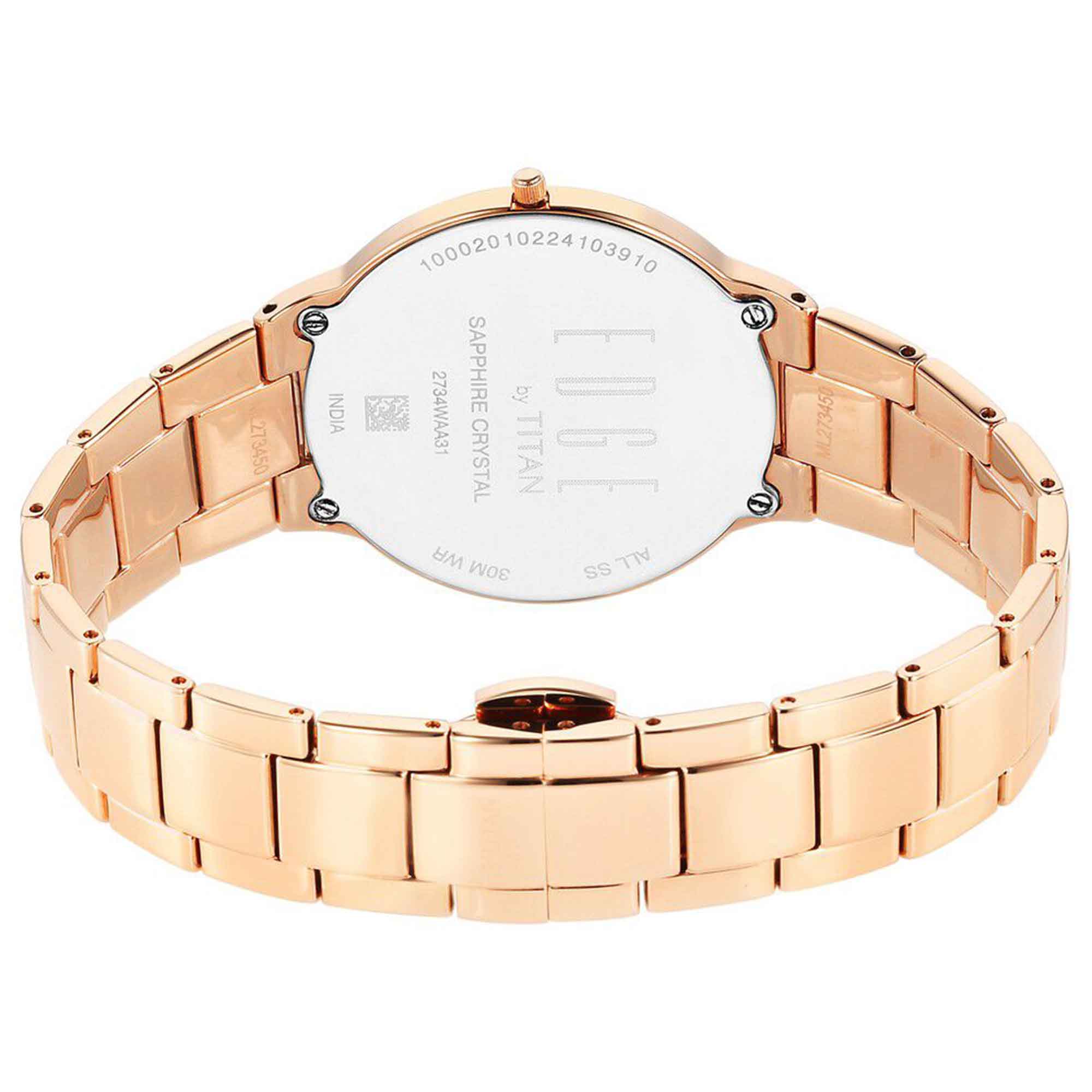 Titan Edge Mother Of Pearl Dial Rose Gold Stainless Steel Strap Analog Watch for Women