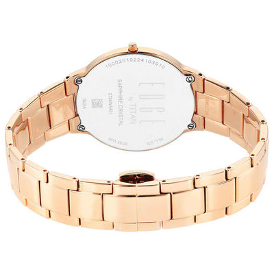 Titan Edge Mother Of Pearl Dial Rose Gold Stainless Steel Strap Analog Watch for Women