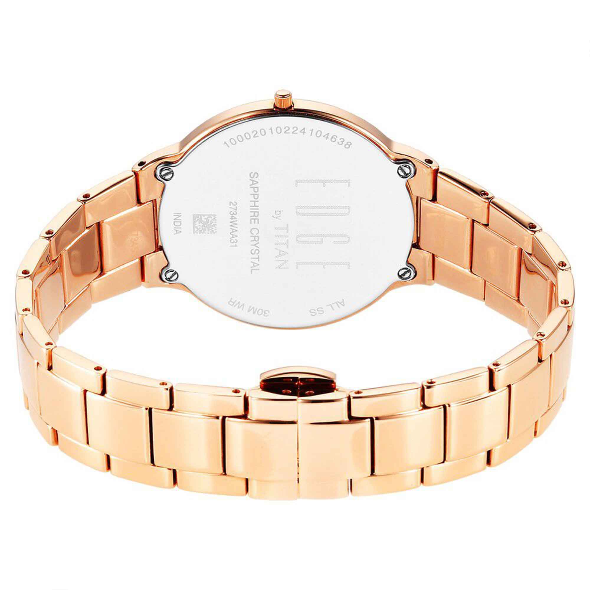 Titan Edge Mother Of Pearl Dial Rose Gold Stainless Steel Strap Analog Watch for Women