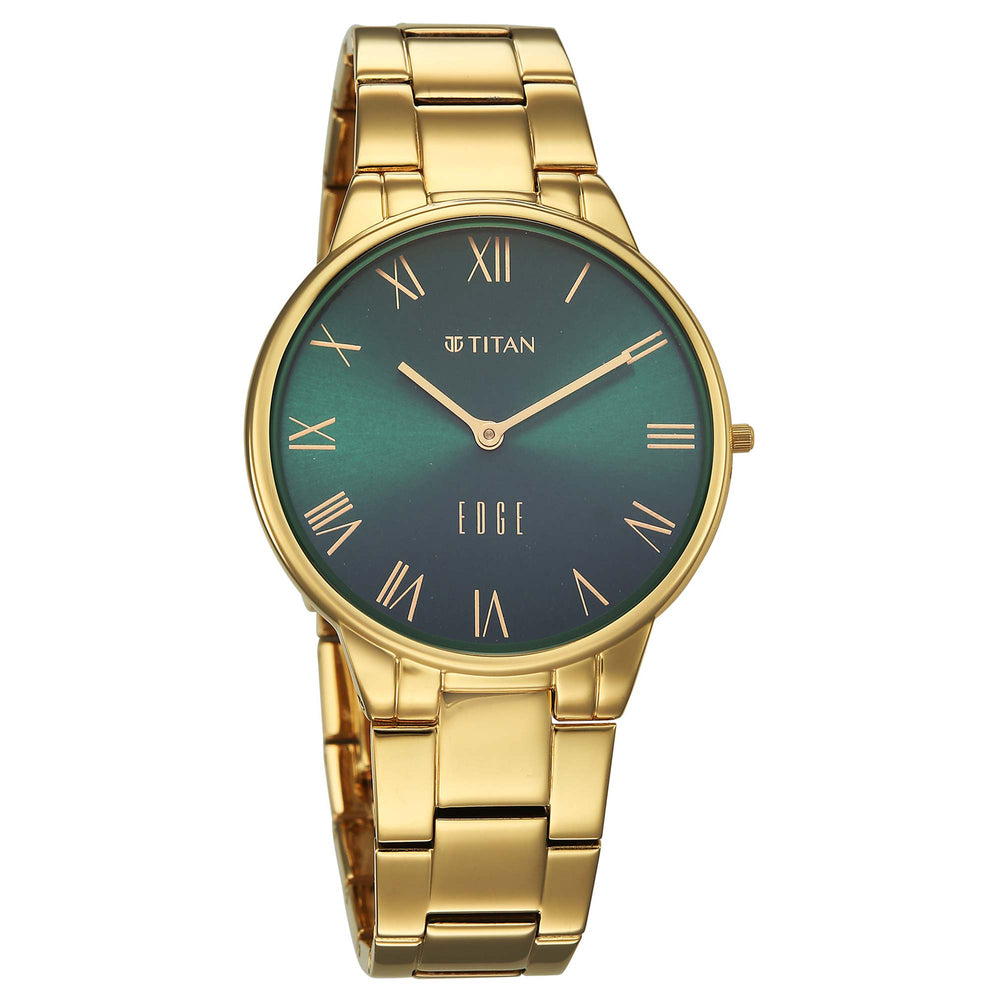 Titan Green Dial Gold Stainless Steel Strap Analog Watch for Women
