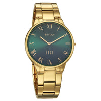 Titan Green Dial Gold Stainless Steel Strap Analog Watch for Women