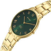 Titan Green Dial Gold Stainless Steel Strap Analog Watch for Women