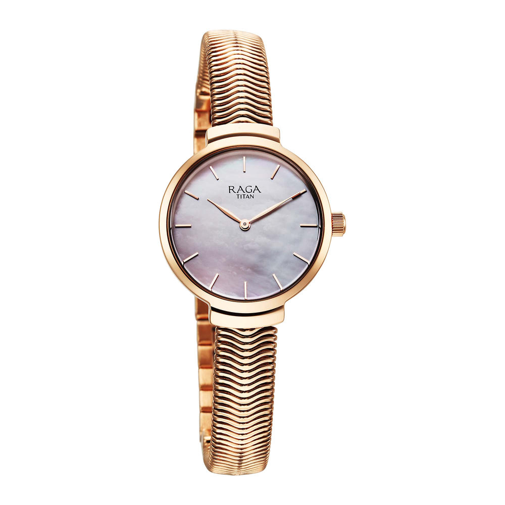 Titan Raga Viva Glam Stainless Steel Rose Gold Round