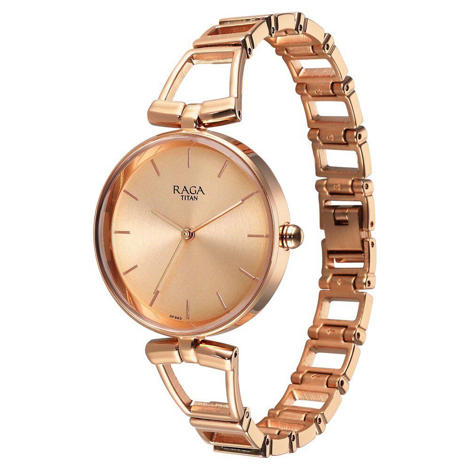 Titan Raga Rose Gold Dial Metal Strap Analog Watch for Women