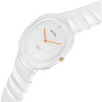 Titan Edge Squircle Quartz Analog White Dial Ceramic Strap Watch For Women