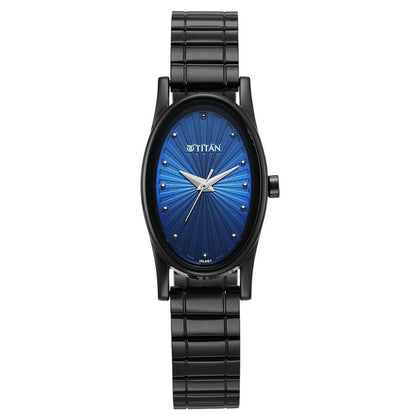 Titan Karishma Quartz Analog Blue Dial Black Stainless Steel Strap Watch For Women