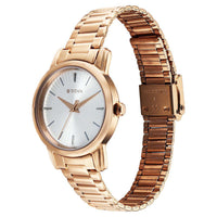 rose gold metal watch
