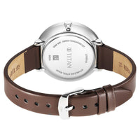 Titan Mother Of Pearl Dial Brown Leather Strap Analog with Day and Date Watch for Women