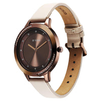 Titan Fashion Brown Dial Beige Leather Strap Analog Watch For Women