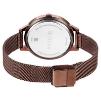 Titan Fashion Brown Dial Stainless Steel Strap Analog Watch For Women
