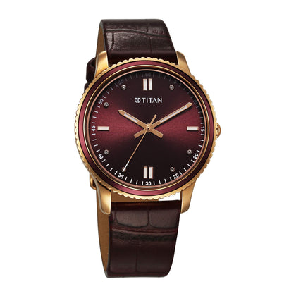 Titan Purple Sports Fashion Stainless Steel Maroon Round