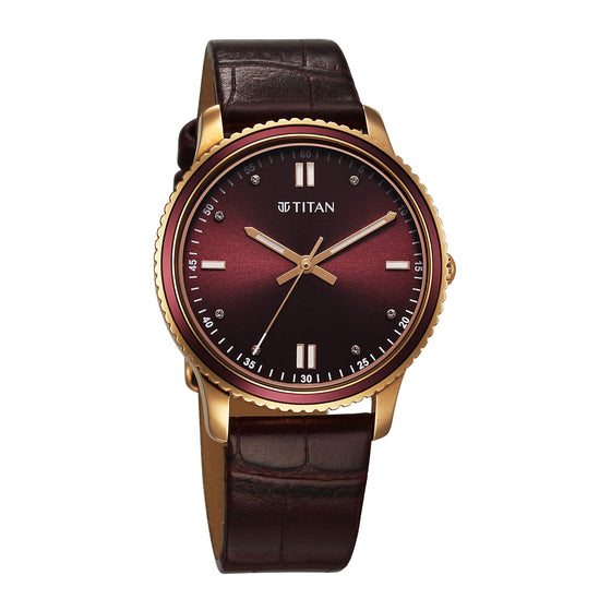 Titan Purple Sports Fashion Stainless Steel Maroon Round