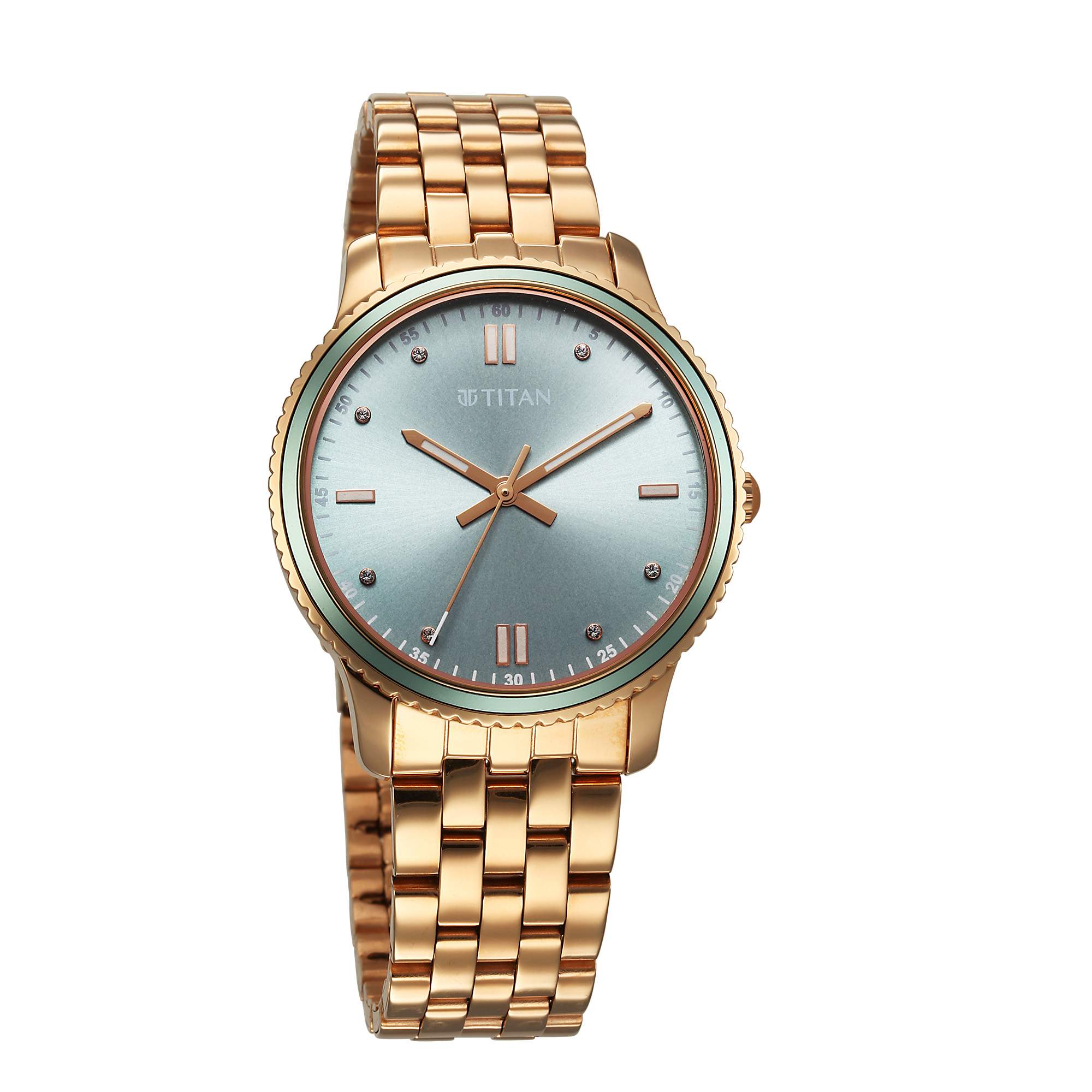 Titan Purple Sports Fashion Stainless Steel Rose Gold Round