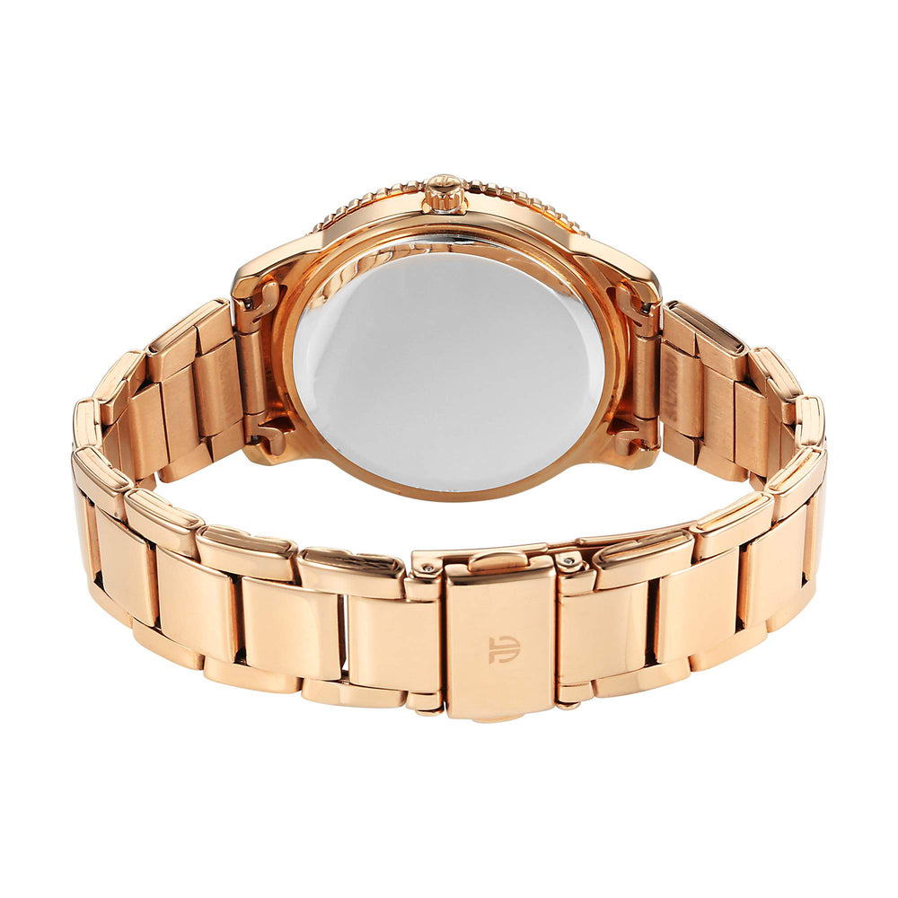 Titan Fashion Red Dial Gold Stainless Steel Strap Analog with Date Watch For Women
