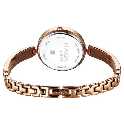 Titan Raga Showstopper Pink Dial Rose Gold Metal Strap Analog Watch for Women