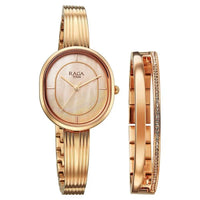 Titan Raga Rose Gold Oval Dial Metal Strap Analog Watch for Women