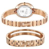 Titan Raga Rose Gold Oval Dial Metal Strap Analog Watch for Women