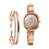Titan Raga Rose Gold Oval Dial Metal Strap Analog Watch for Women