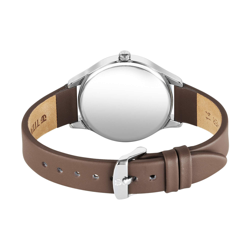 Titan Workwear Pink Dial Brown Leather Strap Analog Watch for Women
