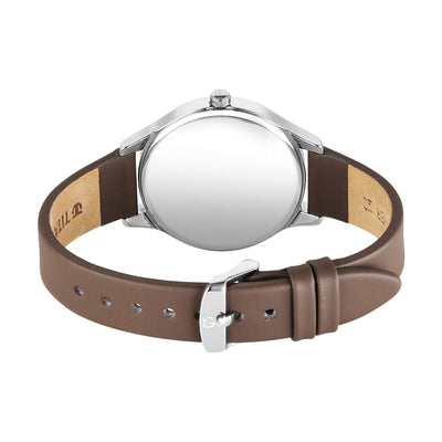 Titan Workwear Pink Dial Brown Leather Strap Analog Watch for Women