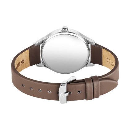 Titan Workwear Pink Dial Brown Leather Strap Analog Watch for Women