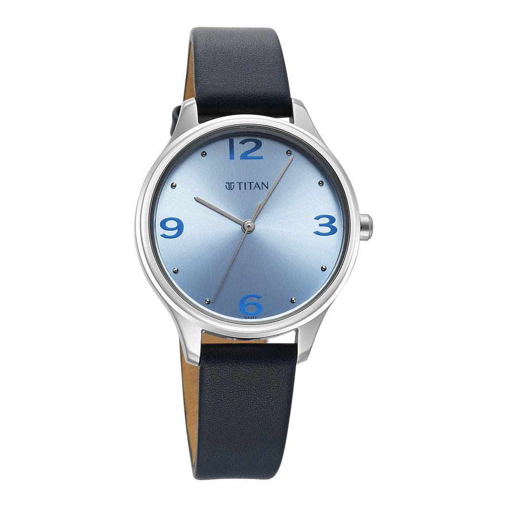 Titan Neo Quartz Analog Blue Dial Blue Leather Strap Watch For Women