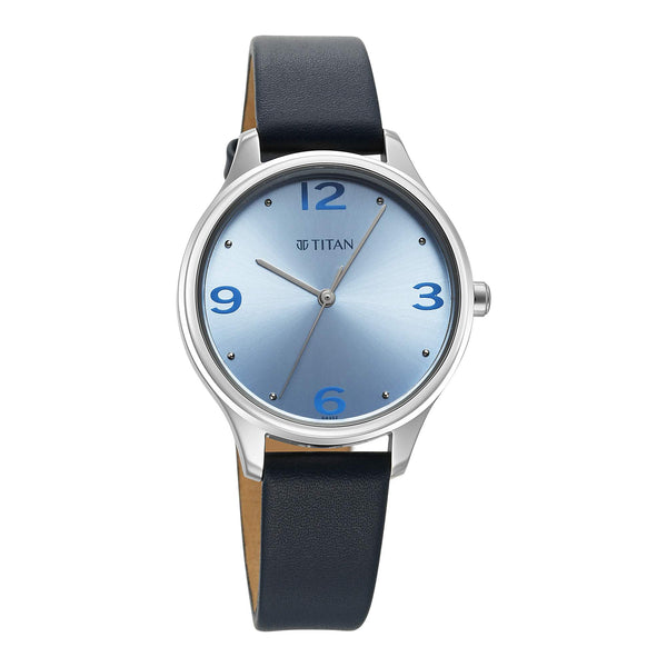 Titan Neo Quartz Analog Blue Dial Blue Leather Strap Watch For Women