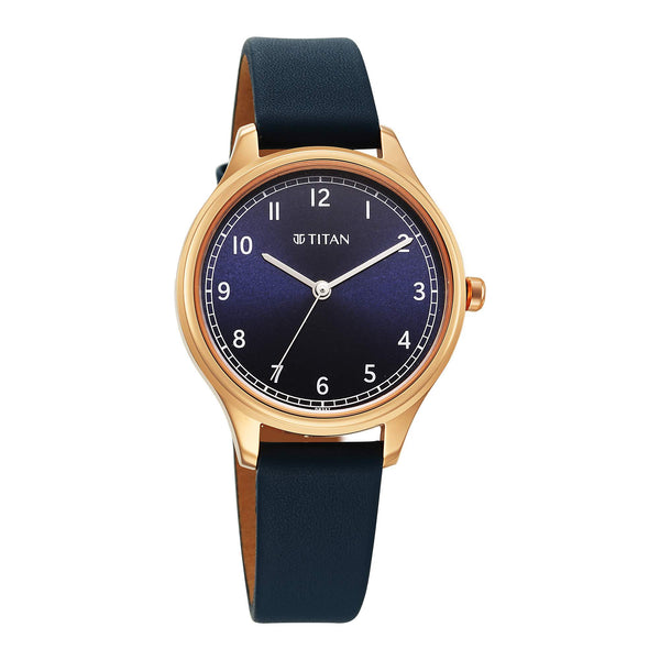 Titan Neo Quartz Analog Blue Dial Blue Leather Strap Watch For Women