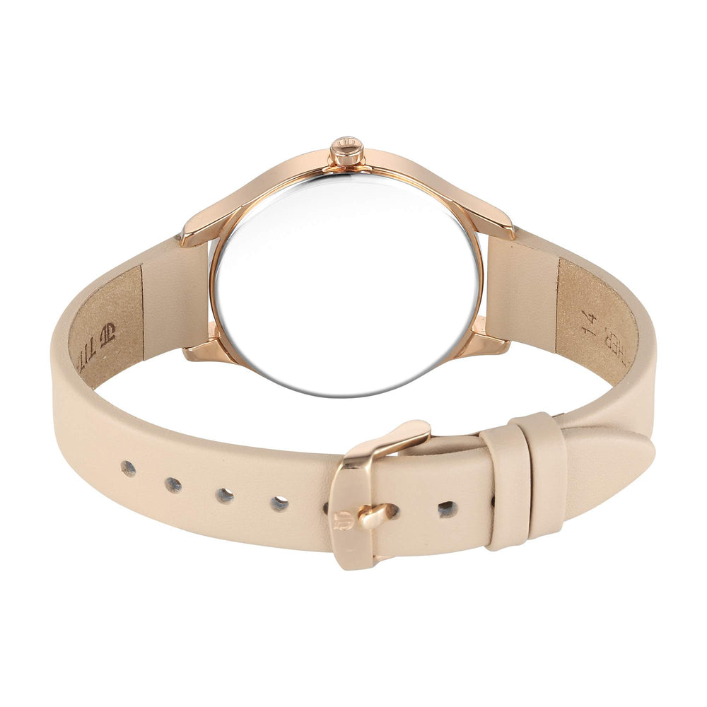 Titan Neo Quartz Analog Silver Dial Beige Leather Strap Watch For Women