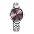 Titan Purple Dial Silver Metal Strap Analog Quartz Watch for Women