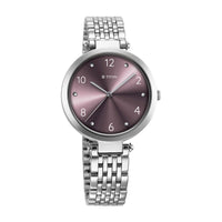 Titan Purple Dial Silver Metal Strap Analog Quartz Watch for Women