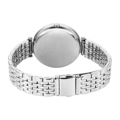 Titan Purple Dial Silver Metal Strap Analog Quartz Watch for Women