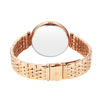 Titan Brown Dial Rose Gold Stainless Steel Strap Analog Quartz Watch for Women