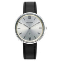 Titan Workwear Silver Dial Black Leather Strap Analog with Date Watch for Women