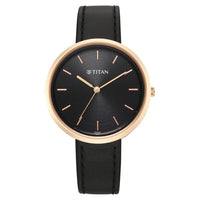 Titan Workwear Black Dial Leather Strap Analog Watch For Women