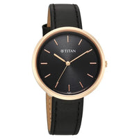 Titan Workwear Black Dial Leather Strap Analog Watch For Women