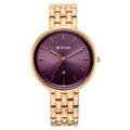 Titan Workwear Purple Dial Rose Gold Metal Strap Analog with Date Watch for Women