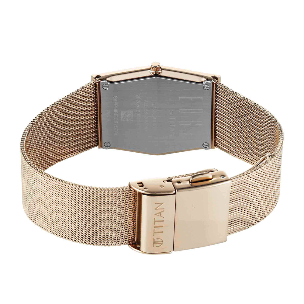 Titan Edge Brown Special Dial Gold Stainless Steel Strap Analog Watch for Women