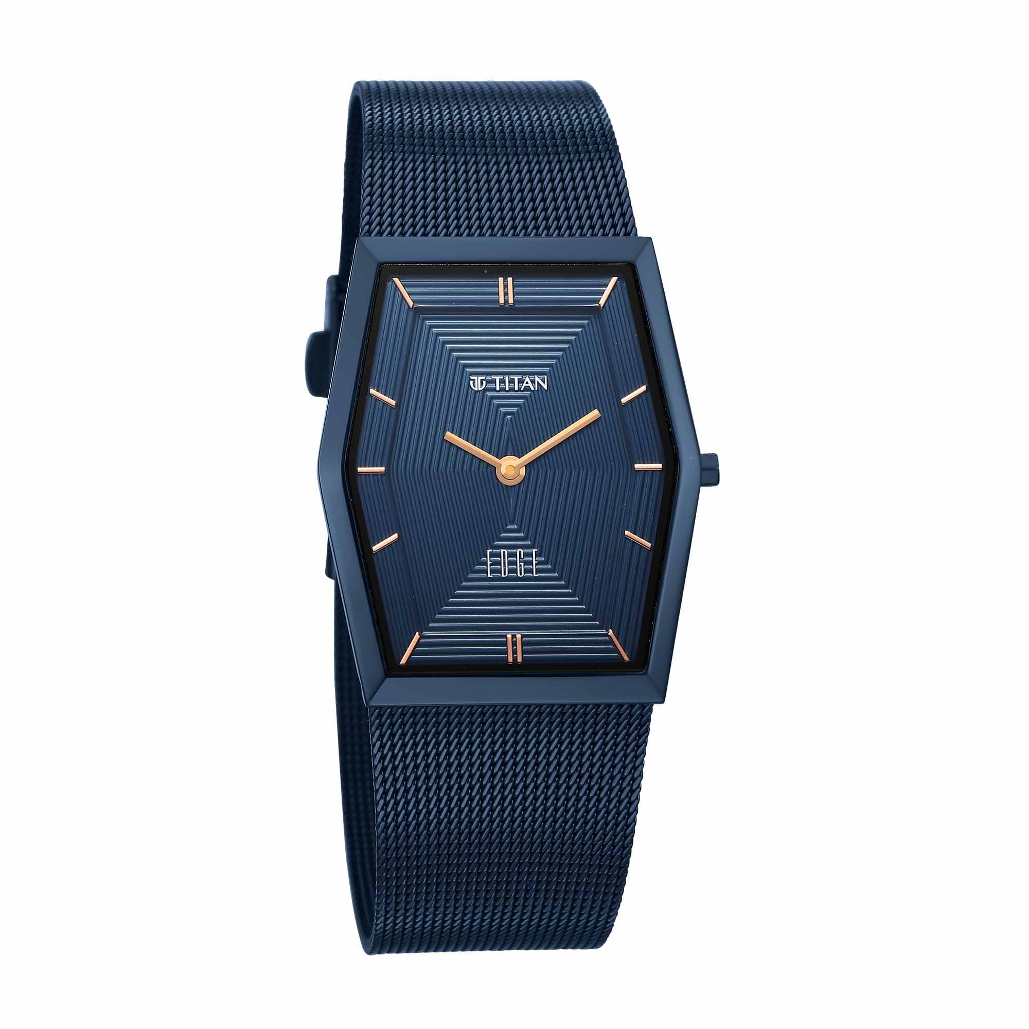 Titan Edge Blue Special Dial Blue Stainless Steel Strap Analog Watch for Women