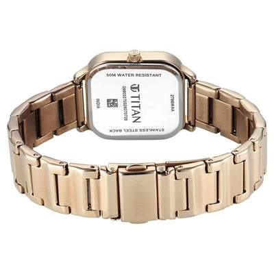 Titan Workwear Champagne Dial Rose Gold Metal Strap Analog Watch For Women
