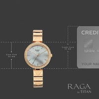 Titan Raga Mother of Pearl Dial Rose Gold Metal Strap Analog Watch For Women