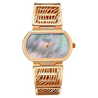 Titan Raga Mother of Pearl Shaped Dial Rose Gold Metal Strap Analog Watch for Women