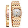 Titan Raga Mother Of Pearl Shaped Dial Rose Gold Metal Strap Analog with Date Watch for Women